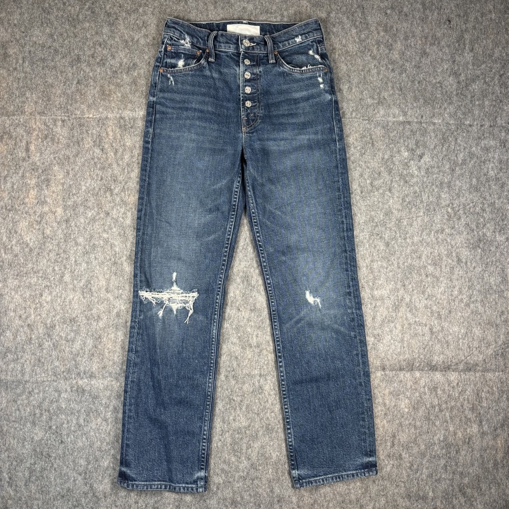 Mother Superior Jeans Pixie Tomcat Women's‎ 25 x 27 Born to Bite Button Fly Blue